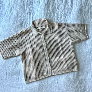 micaela greg cream open knit polo
